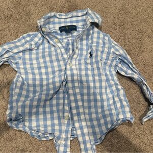 Ralph Lauren Light Blue and White Plaid Shirt